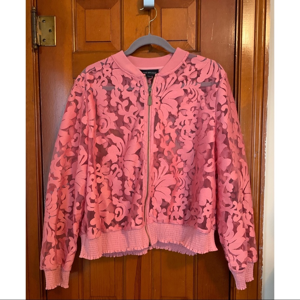Lane Bryant Lace Pink Bomber Jacket